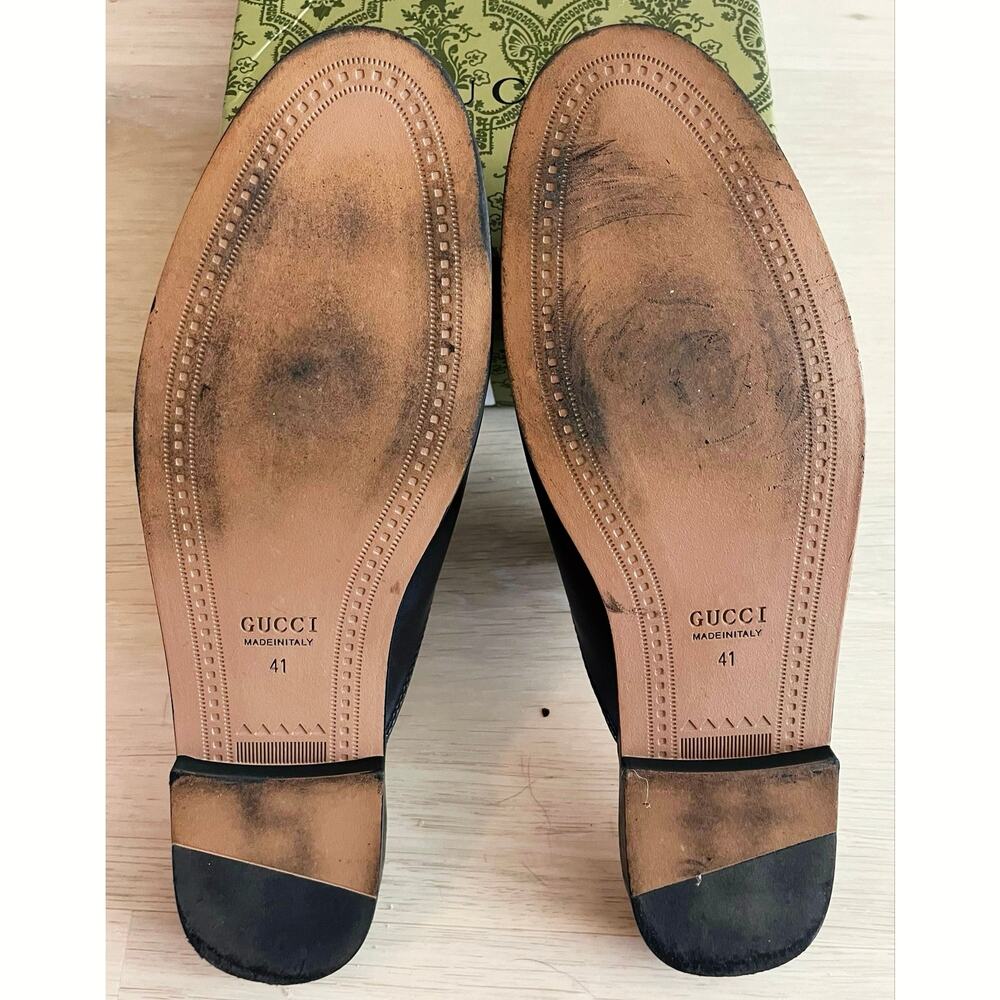 Gucci Princeton Mule Loafers Black Leather Horsebit Sz 41/9/9.5 Designer Slides - Picture 5 of 6